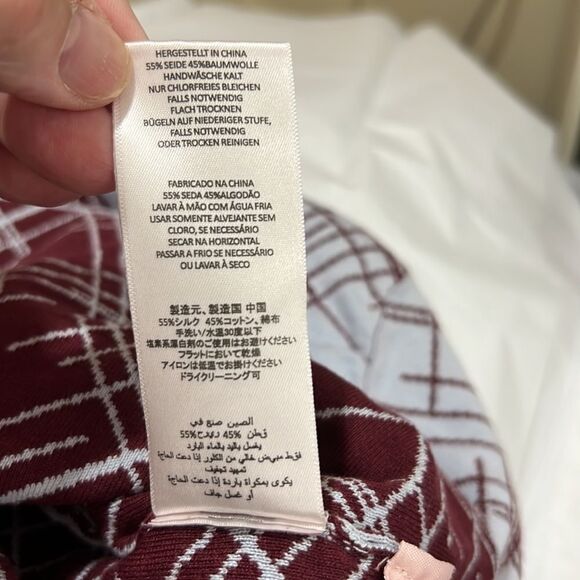 equipment Sadonne blue/maroon silk blend geometric sweater crewneck EUC size XS - Picture 16 of 16